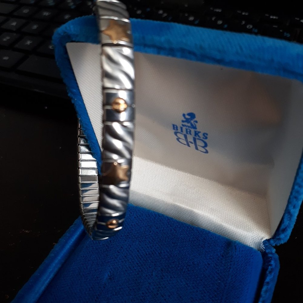 Stainless Steel expansion bracelet with gold stars and rivets - For small wrist